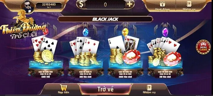 Khám phá các phòng chơi game Blackjack TDTC 