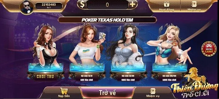 Khám phá các phòng chơi Poker TDTC