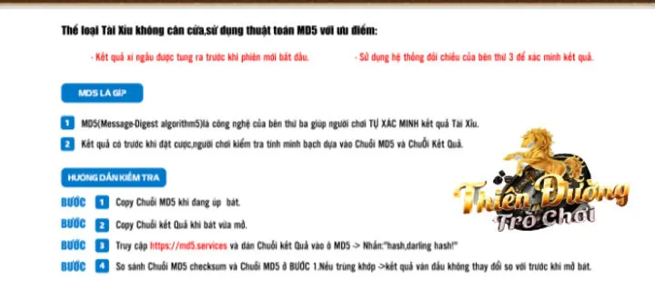 Thông tin về game tài xỉu MD5 TDTC