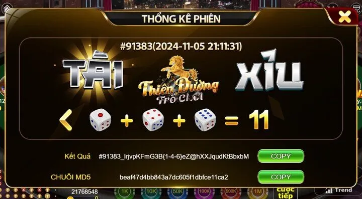 Cập nhật tính năng của game tài xỉu MD5 TDTC