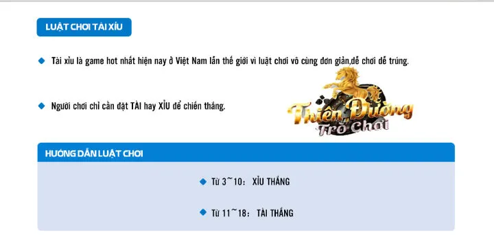 Thông tin về game tài xỉu TDTC